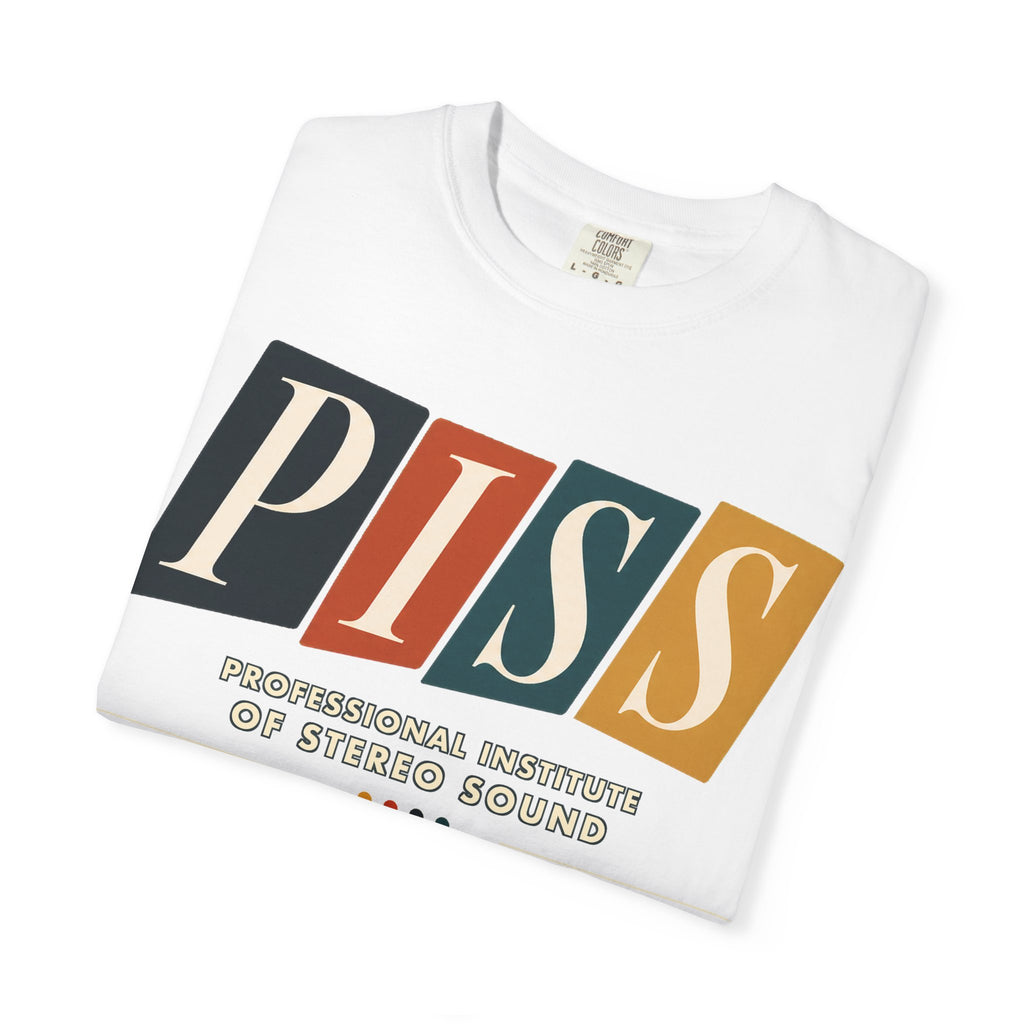 PISS Retro Block Logo T‑Shirt — Professional Institute of Stereo Sound Graphic Tee