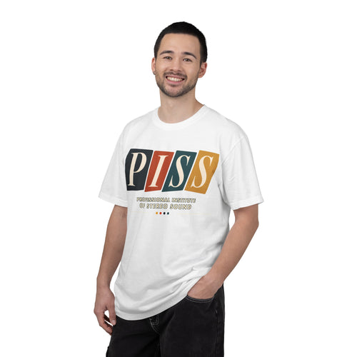 PISS Retro Block Logo T‑Shirt — Professional Institute of Stereo Sound Graphic Tee